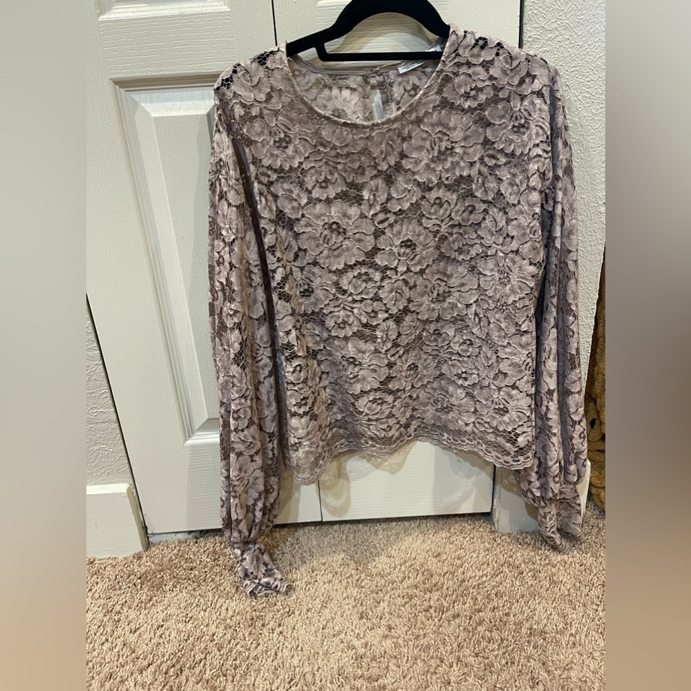 Zara lace long sleeve balloon sleeve shirt